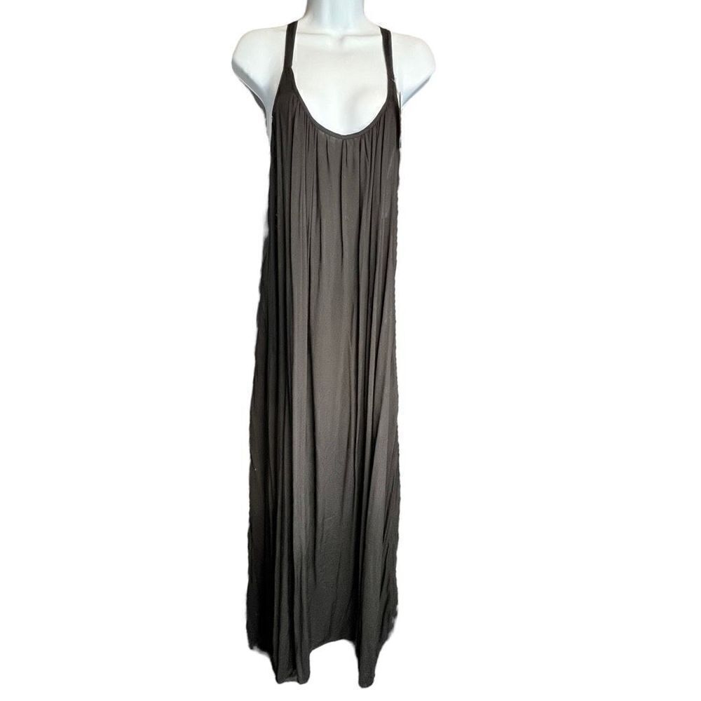 Tysa Women's Scoop Neck Criss Cross Back Pleated Leigh Maxi Dress Black Sz 1 NWT